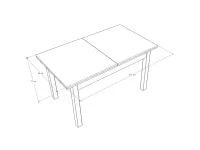 Berta asztal (120x80+40) méretrajz